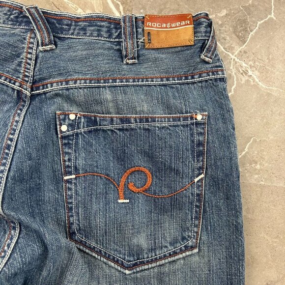 Vintage Rocawear Jeans Mens 34x34 Baggy Loose Denim Embroidered Hip Hop Rap Jay - Picture 13 of 16